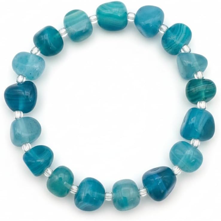 BC12562-Pretty Precious Natural Stone Bracelet for Women | Stretchable Beaded Crystal Bracelet | Handmade Statement Jewellery for Girls |Fashion Accessory-Assorted Stone colour