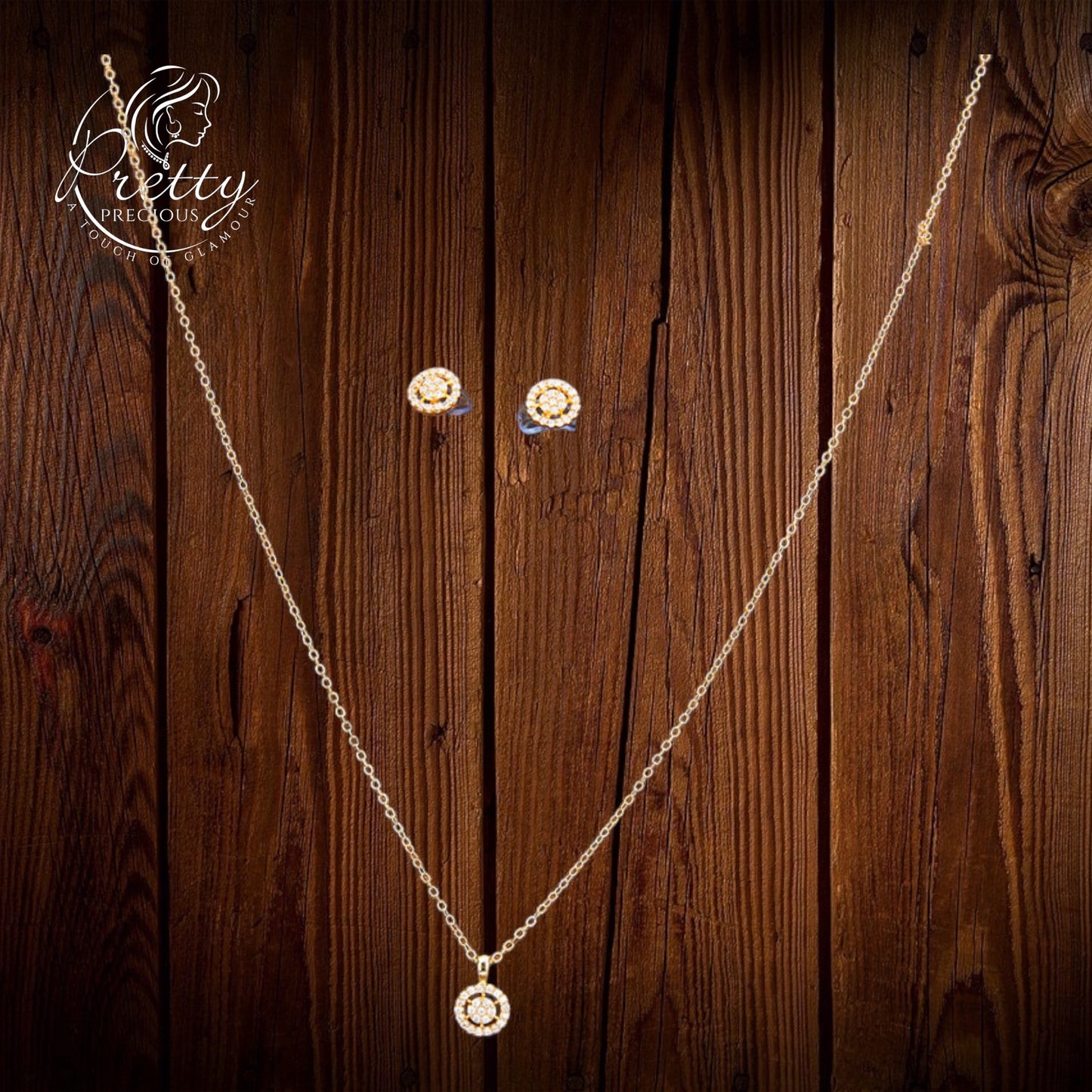 429703 Cubic Zirconia Delicate Pendant Set With Rose Gold Rhodium Gold Plating-Gold