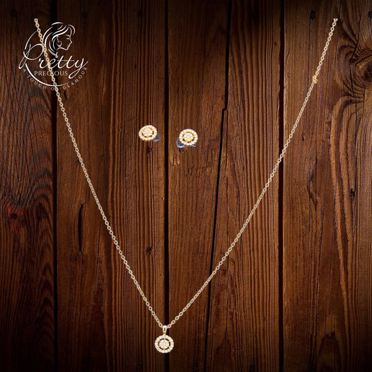 429703 Cubic Zirconia Delicate Pendant Set With Rose Gold Rhodium Gold Plating-Gold