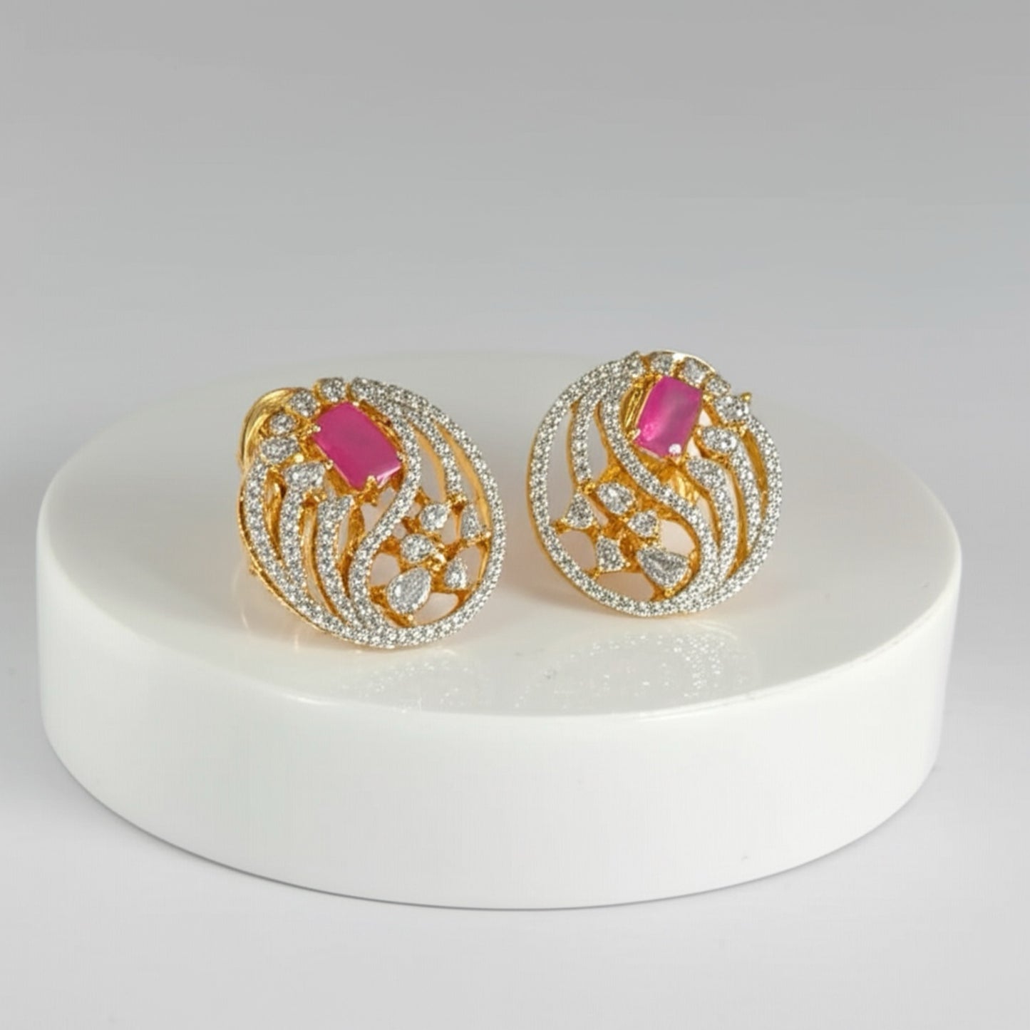 92909-ER CZ Earring With Gold/Rhodium Plating
