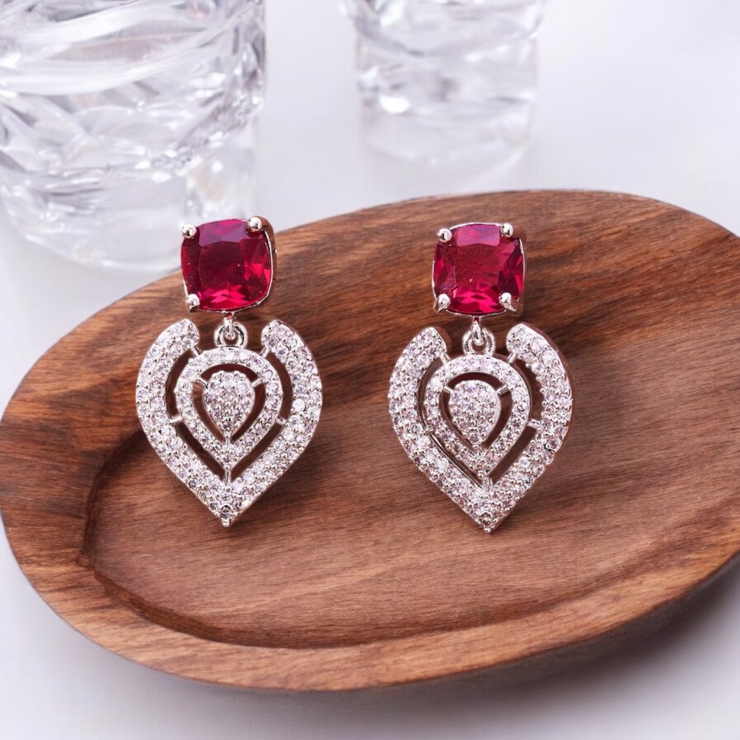 433228 CZ Earring With Rhodium Plating-Rani