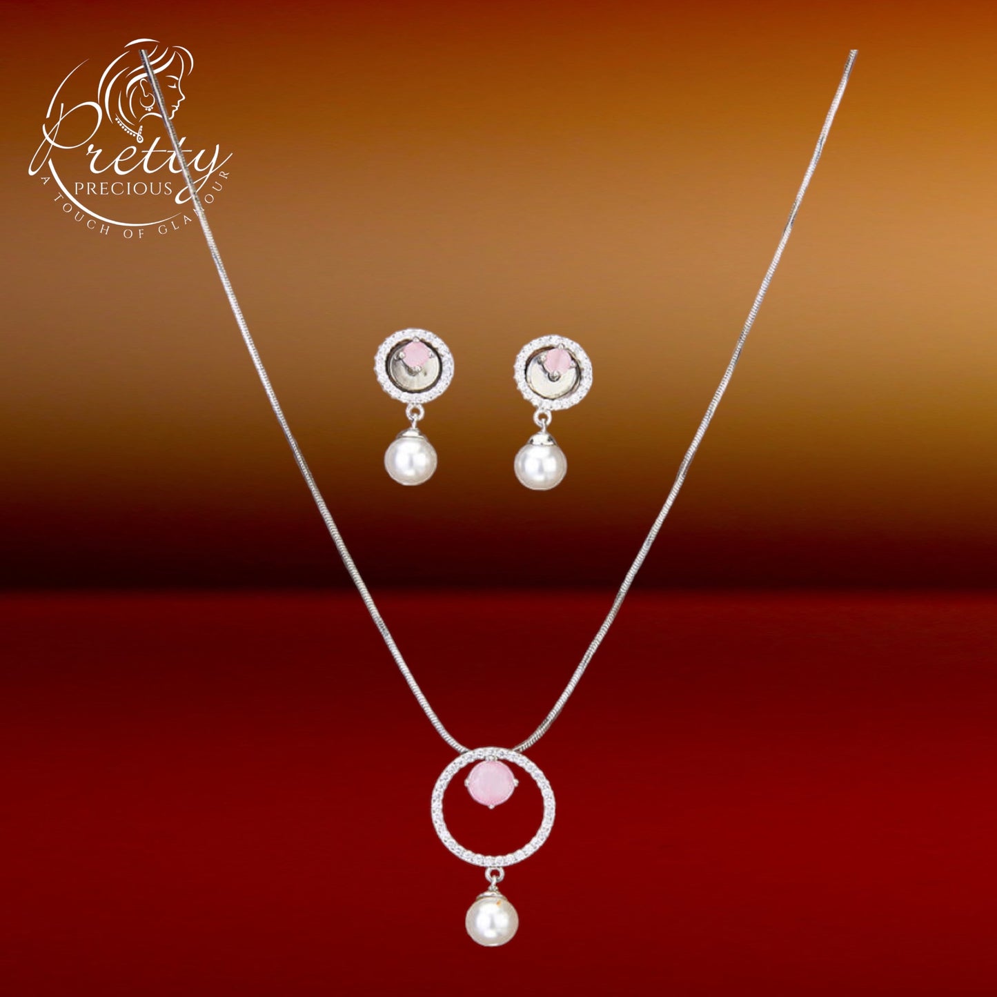 426019 Cubic Zirconia Delicate Pendant Set With Rhodium Plating