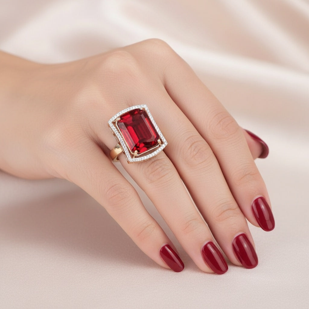 438265 Cz Classic Ring With Rhodium Plating-Rani