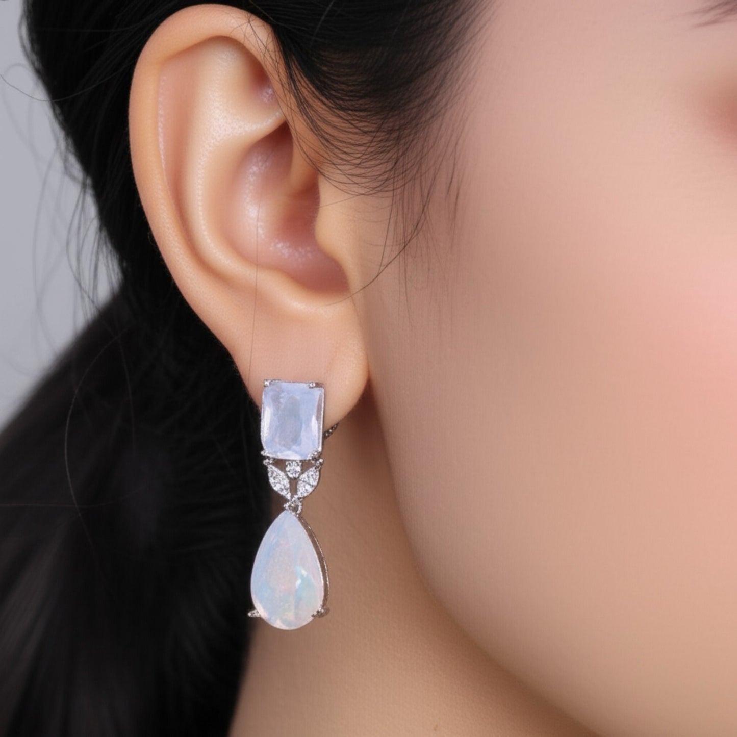 92459-ER  CZ Earring With Gold/Rhodium Plating-Hydra Pink