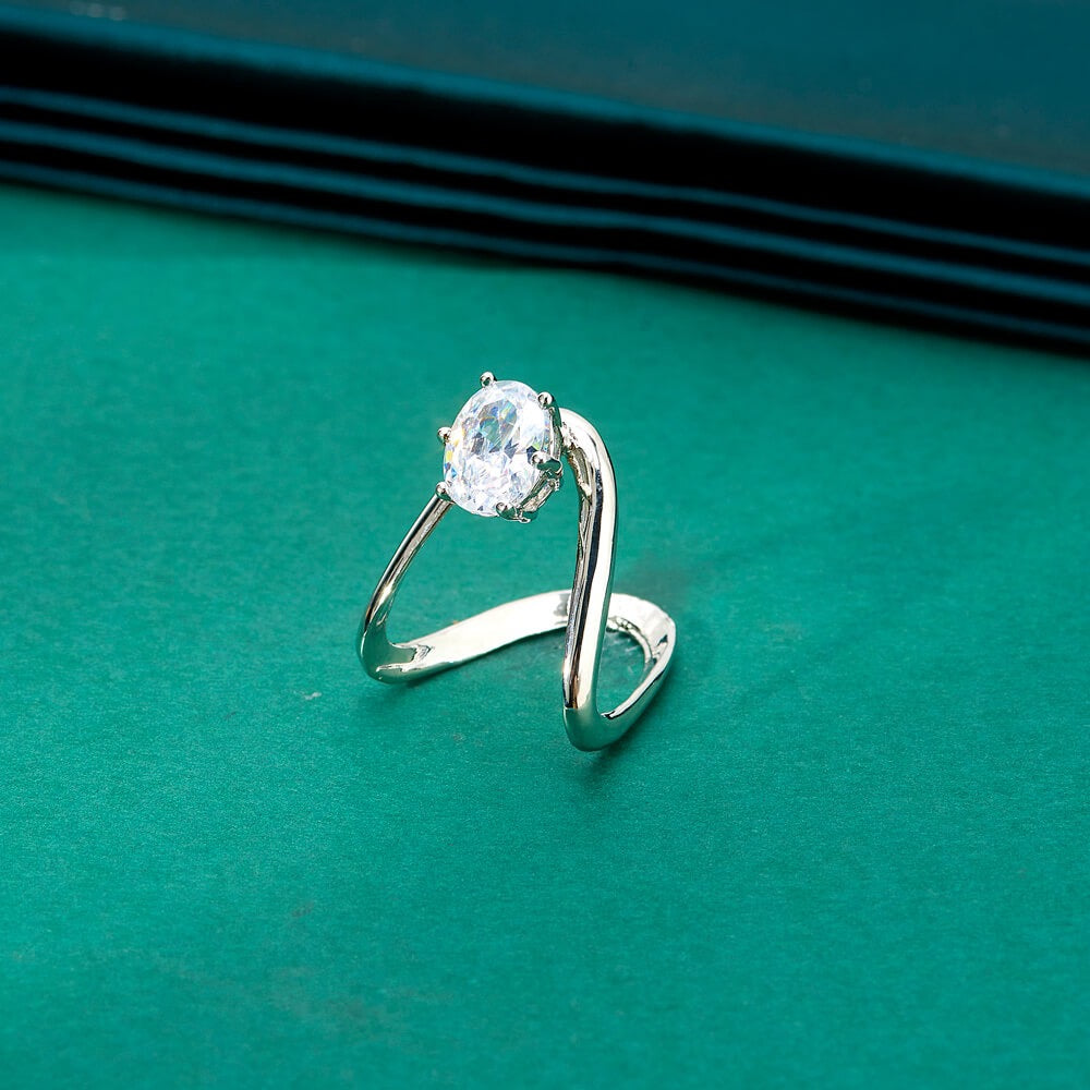 436918 Cz Adjustable Ring Silver