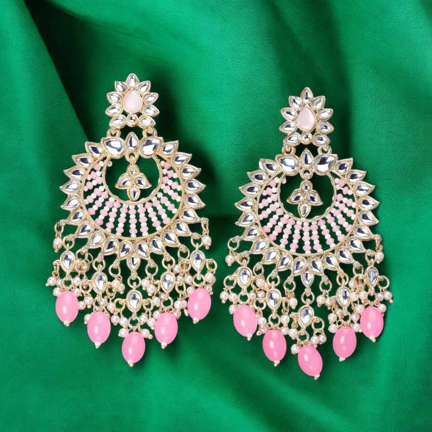 108536-Indo Western (Kundan) Earring-Pink
