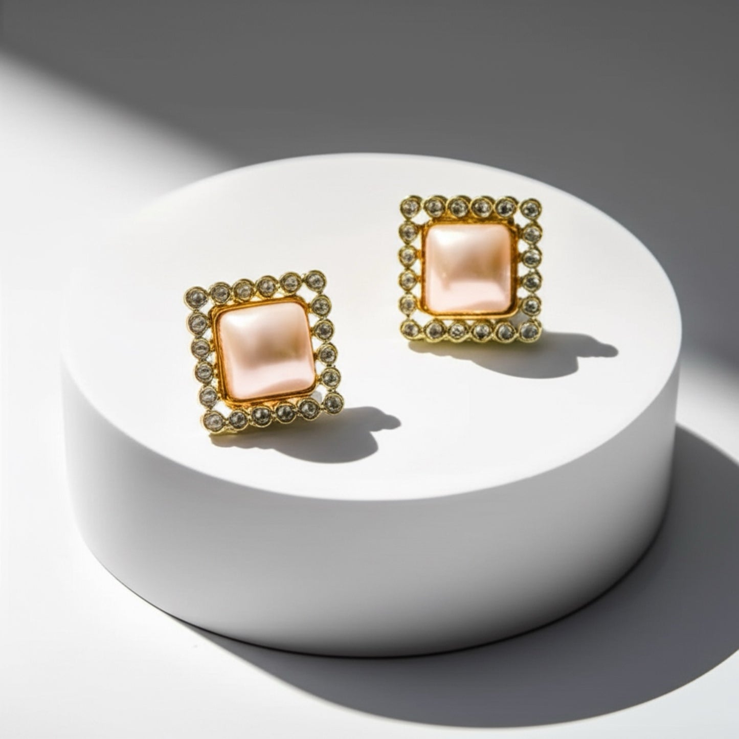 433442 CZ Earring With 2 Tone Rhodium Plating