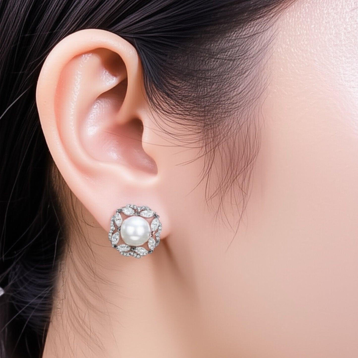 431739 Cz Moti Tops With Black 2 Tone Rhodium Plating