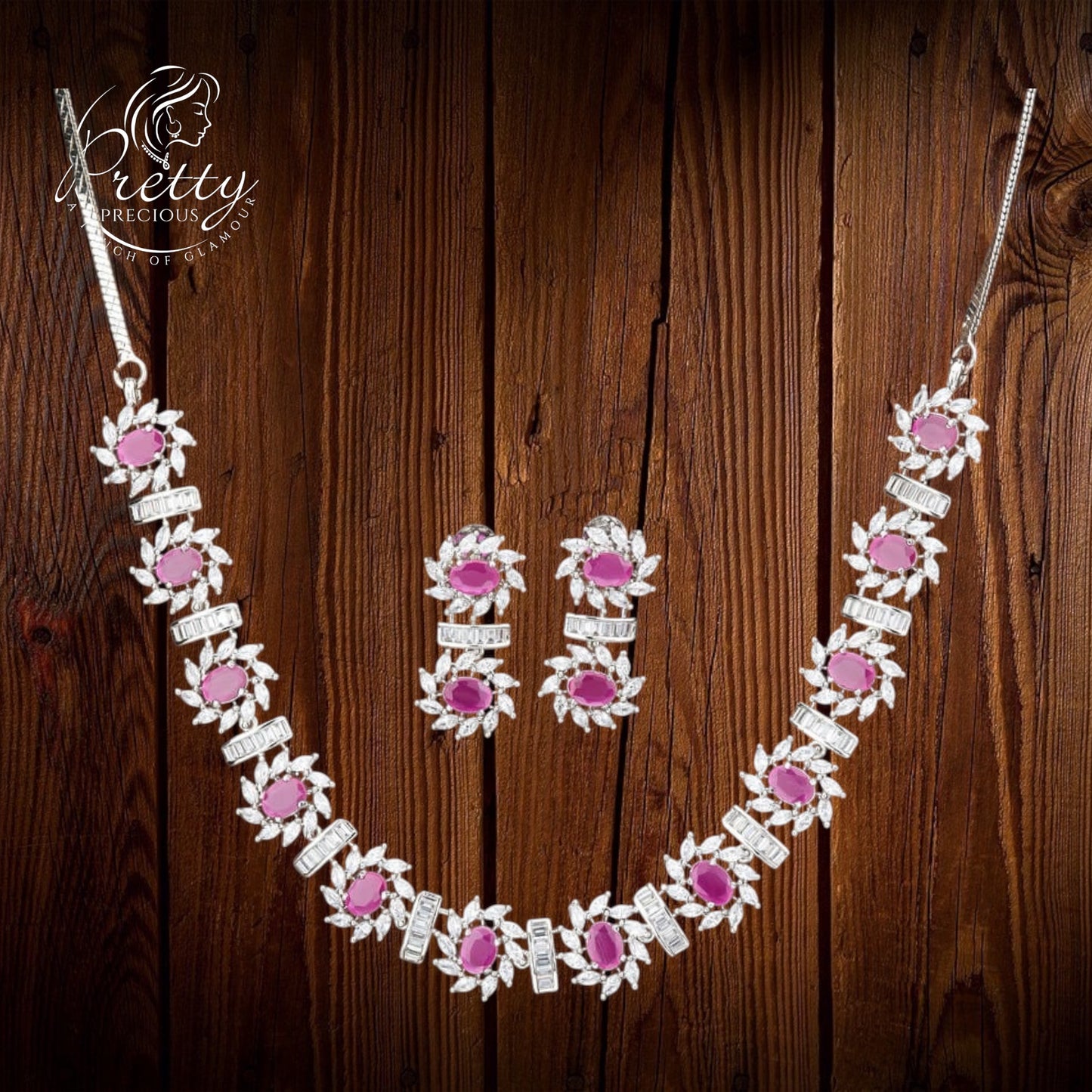 422819 Cz Delicate Necklace Ruby