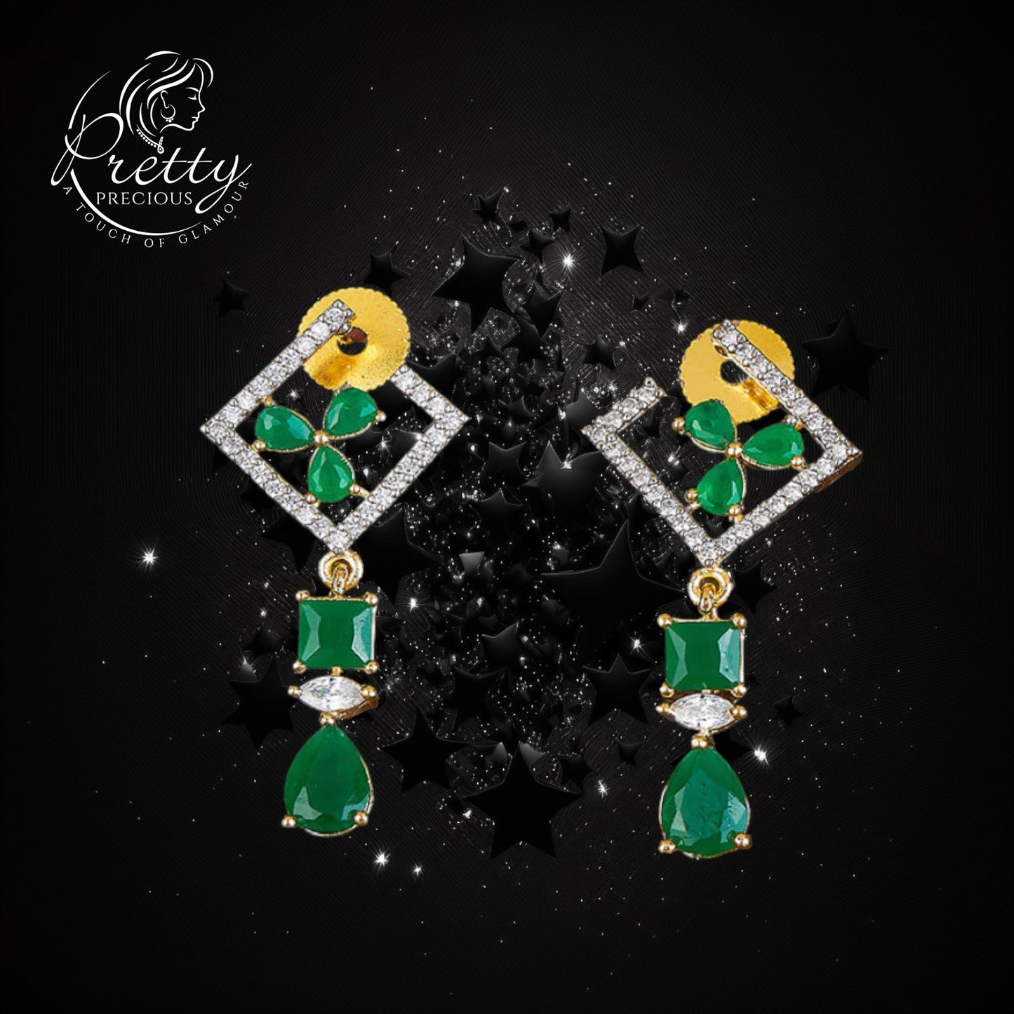 428555 Cz Classic Earring With 2 Tone Plating