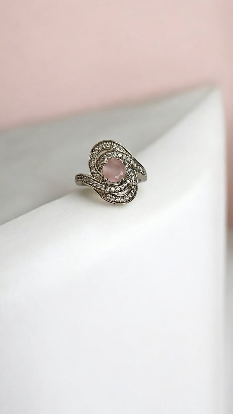 91609-RN Cz Adjustable Ring Pink