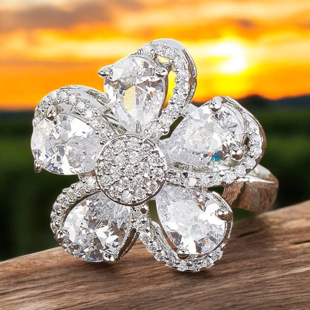 428617 Cz Adjustable Ring Silver