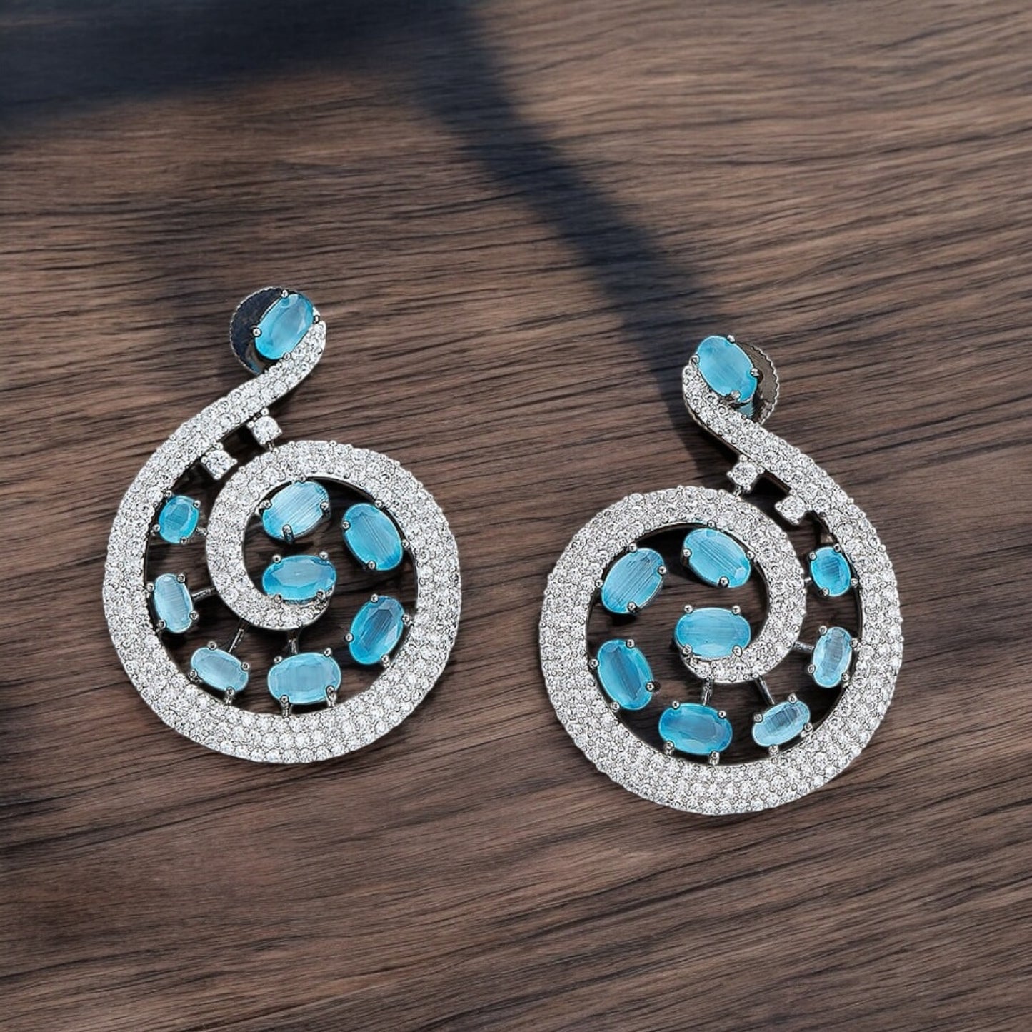 430234 Earring With Black Plating- Blue