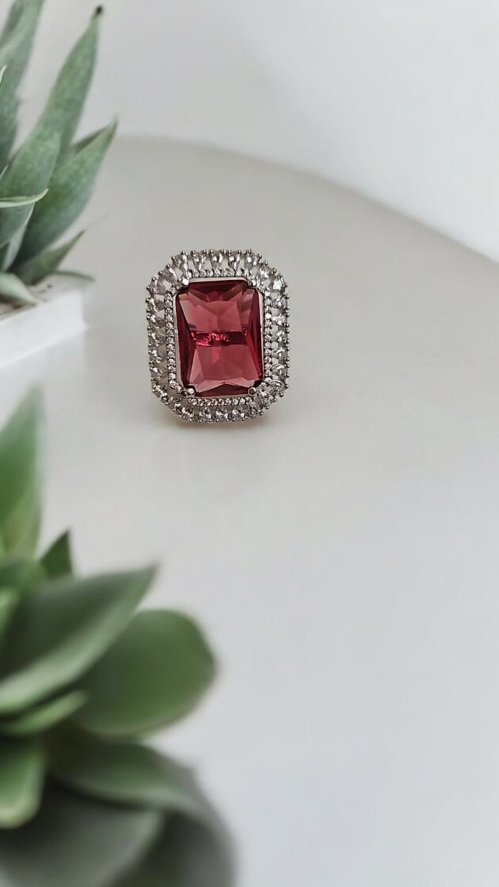 435523 Cz Adjustable Ring Ruby