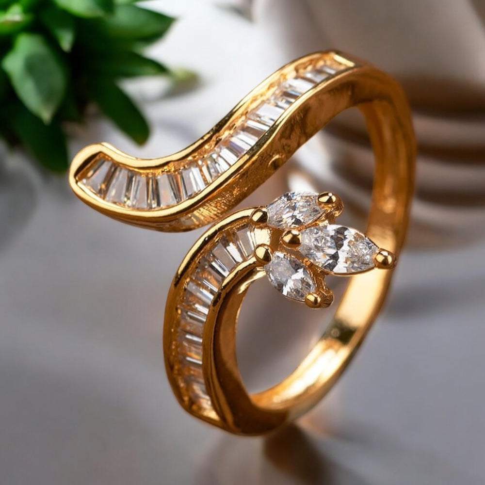 432867 Cz Adjustable Ring 2 Tone
