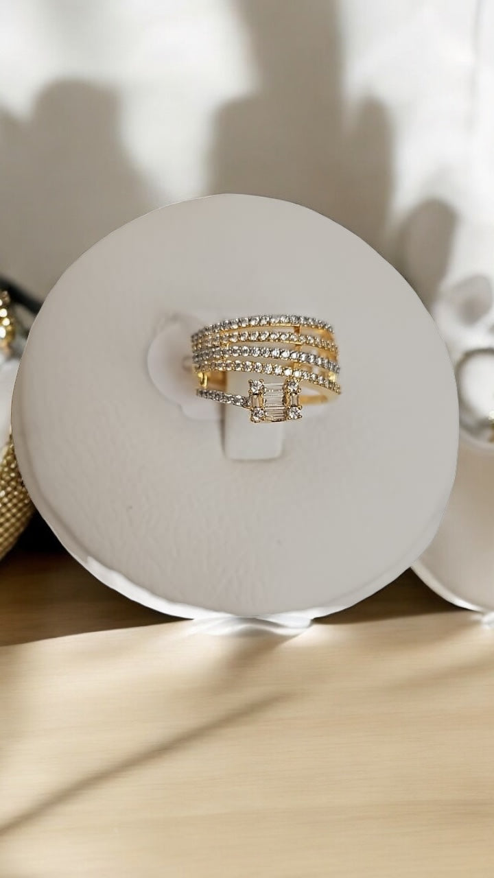 421147 Cz Adjustable Ring 2 Tone