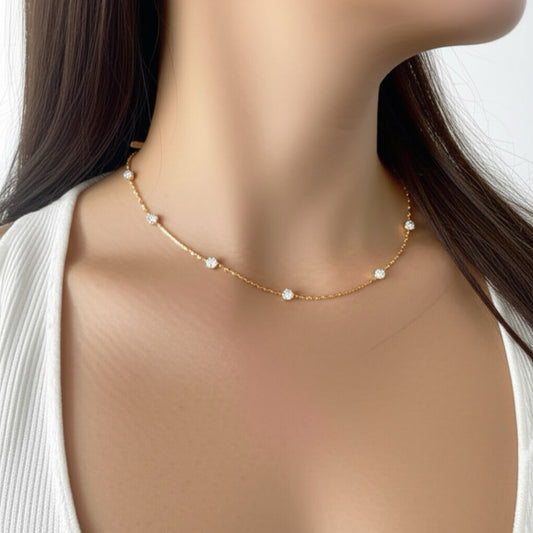 428594 Cz Delicate Chain With 2 Tone Plating