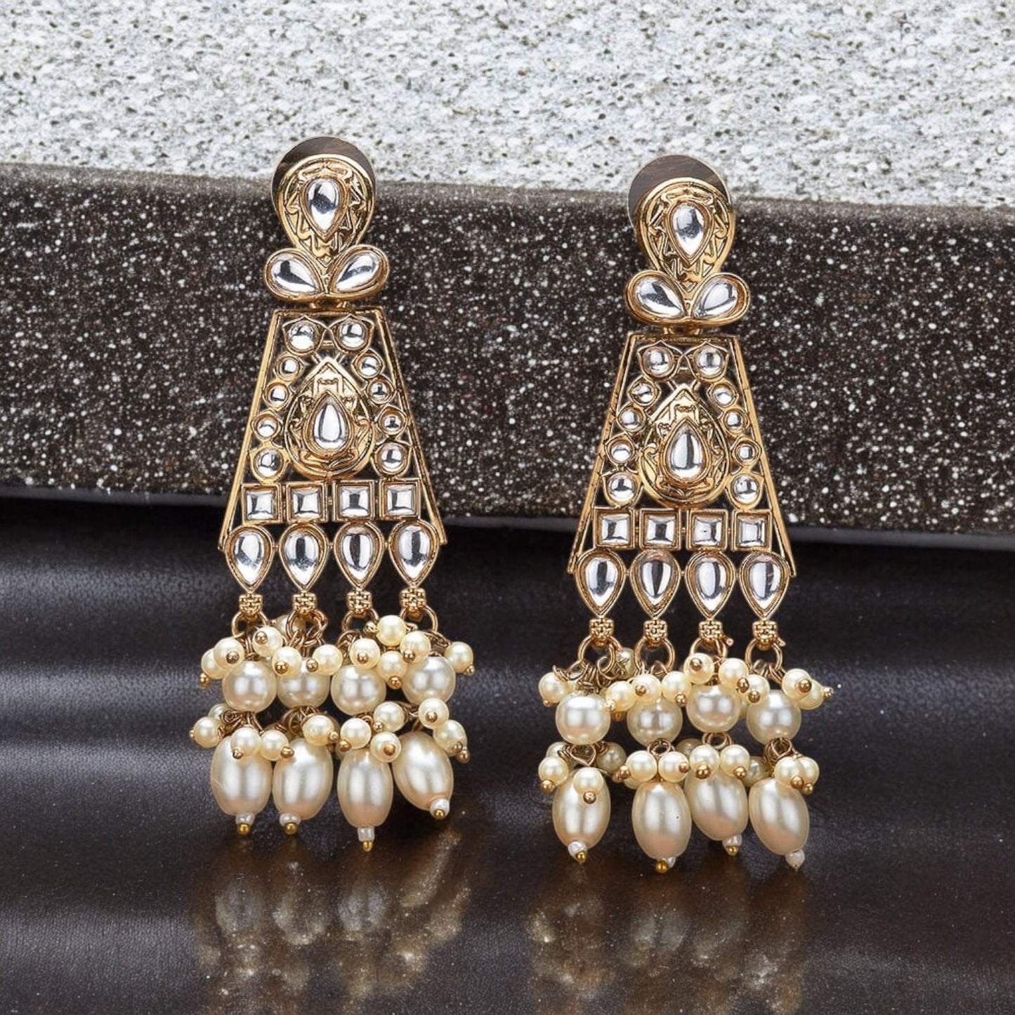 111258-Indo Western (Kundan) Earring-Pearl