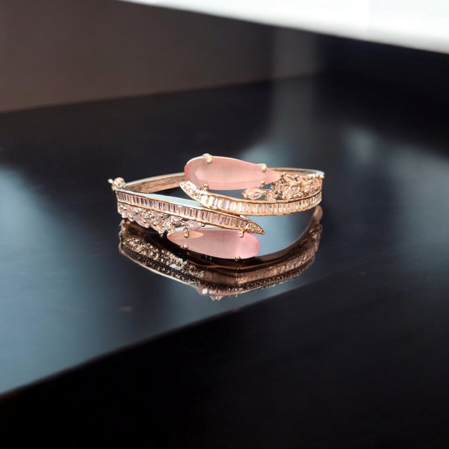 93359-KD Cubic Zirconia Classic Kada With Rhodium Plating-Pink