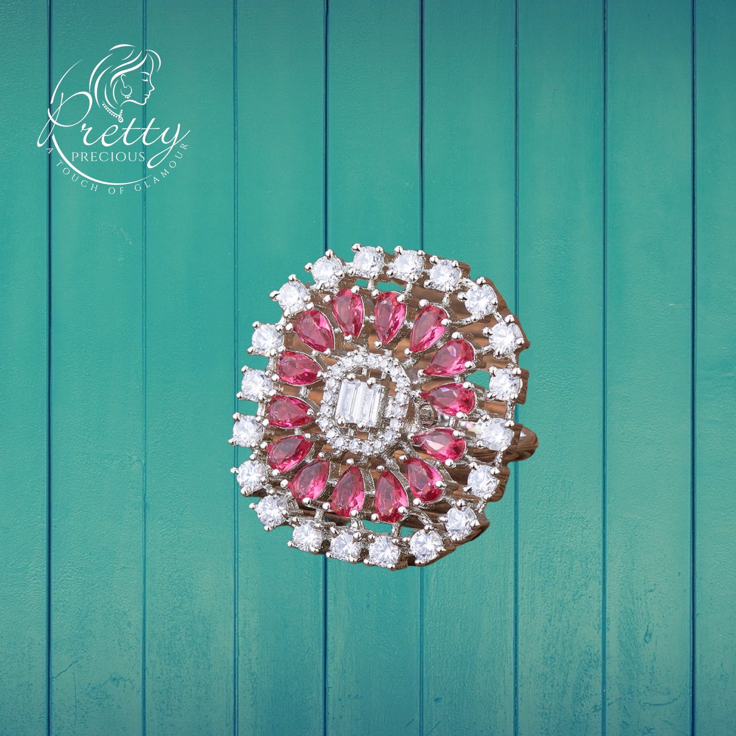 426261-R-Cz Classic Ring With Rhodium Plating-Rani