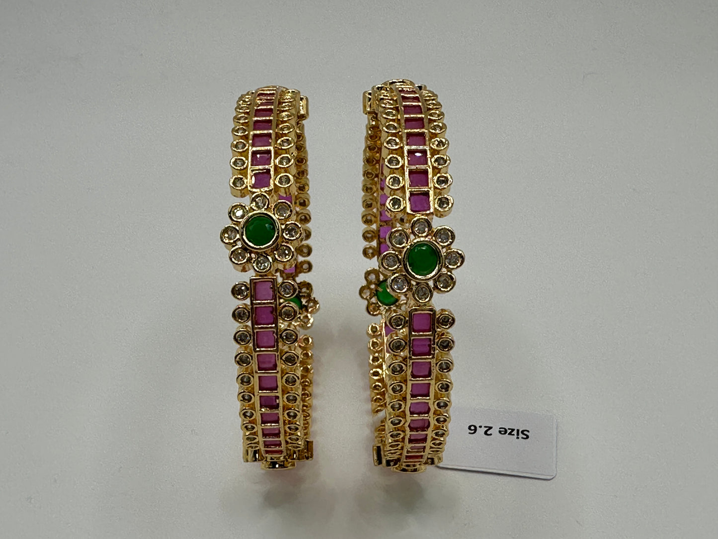 1006 Cz Classic Bangles-Size 2.6- Ruby Green
