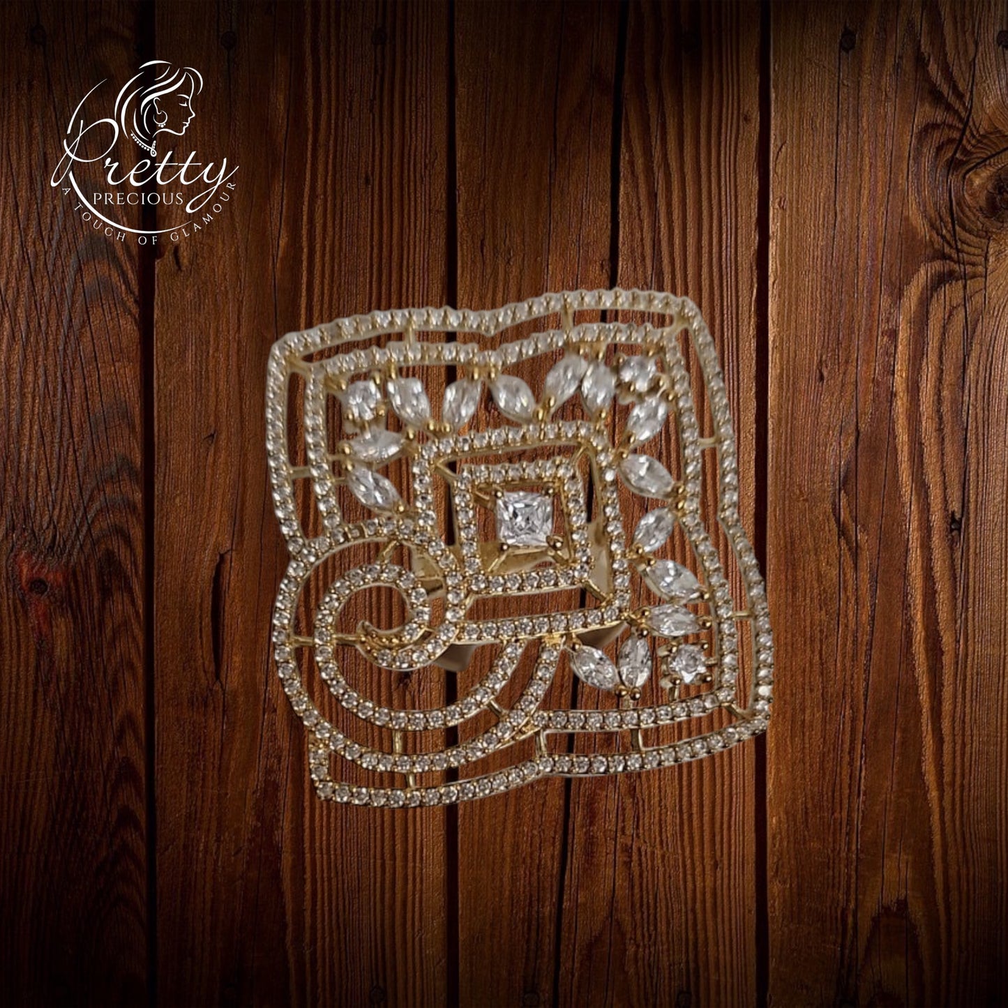 40173 Cz Adjustable Ring 2 Tone