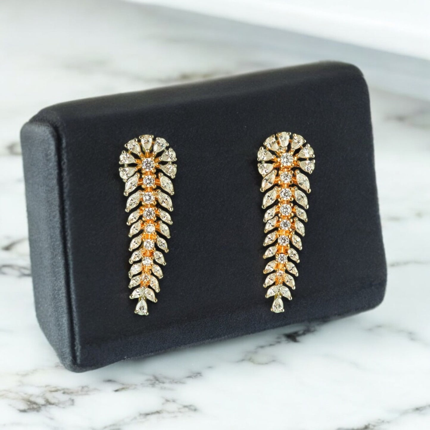 437569 CZ Earring With 2 Tone Rhodium Plating