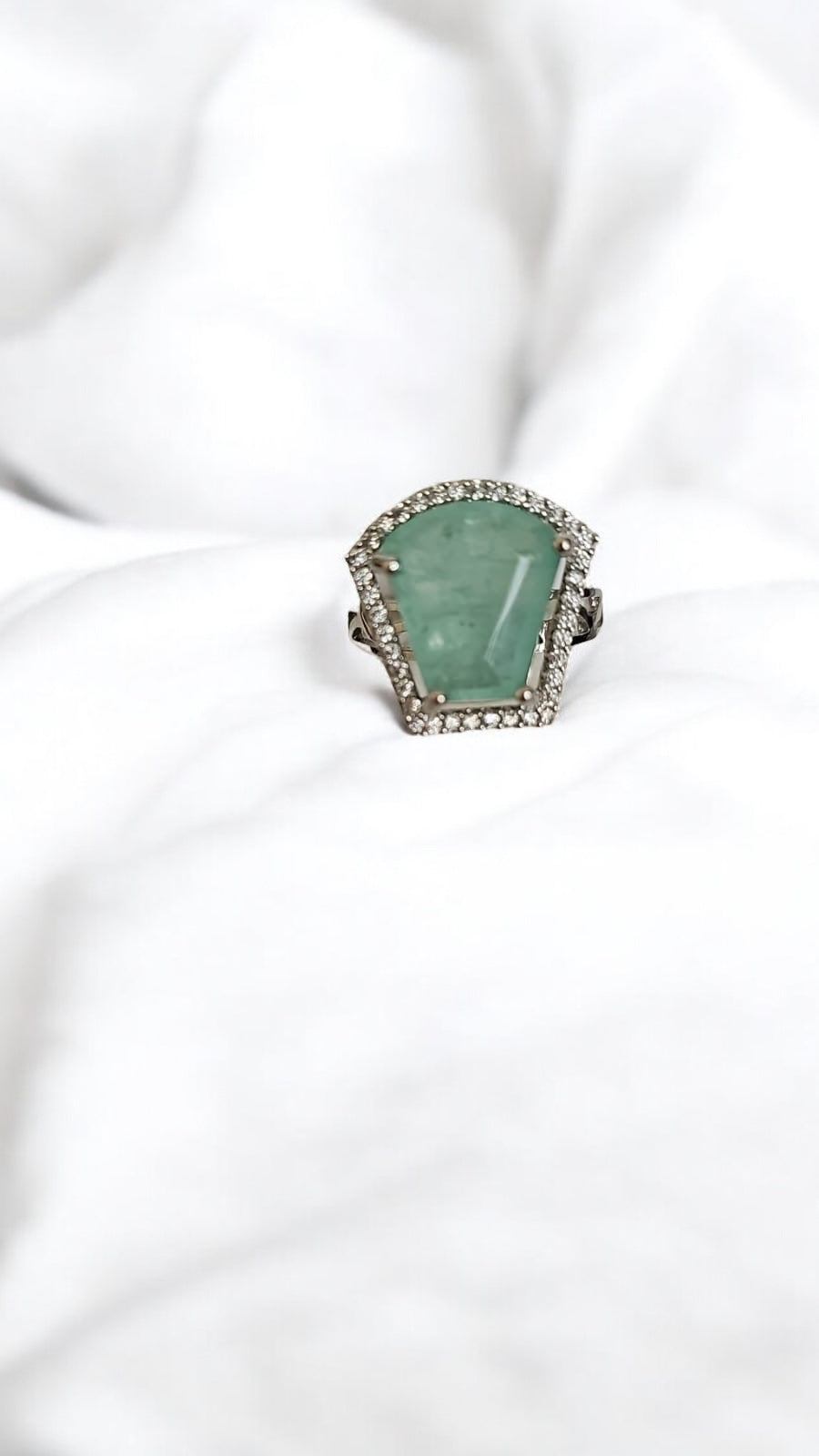 92509-RN Cz Adjustable Ring Green