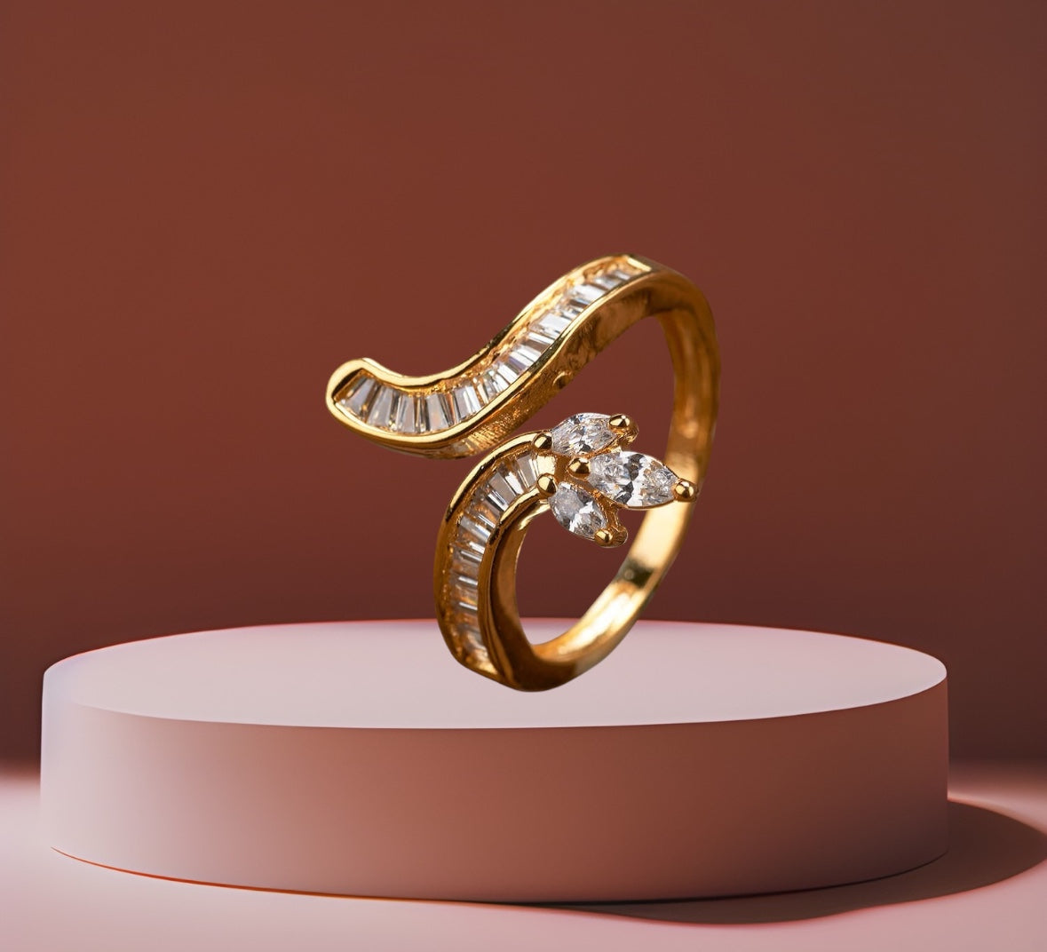 432867 Cz Adjustable Ring 2 Tone