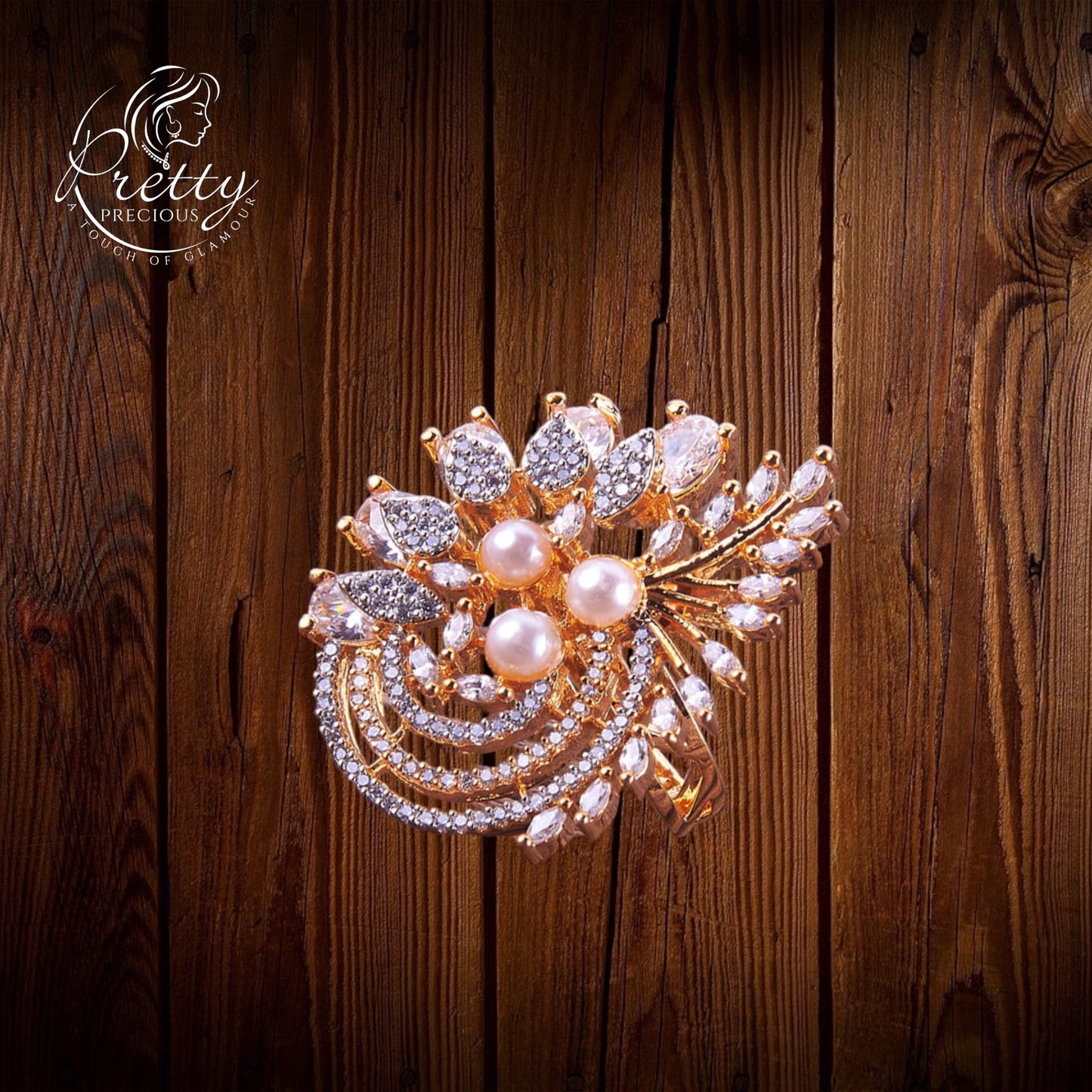 426762 Cz Adjustable Ring With 2 Tone Plating