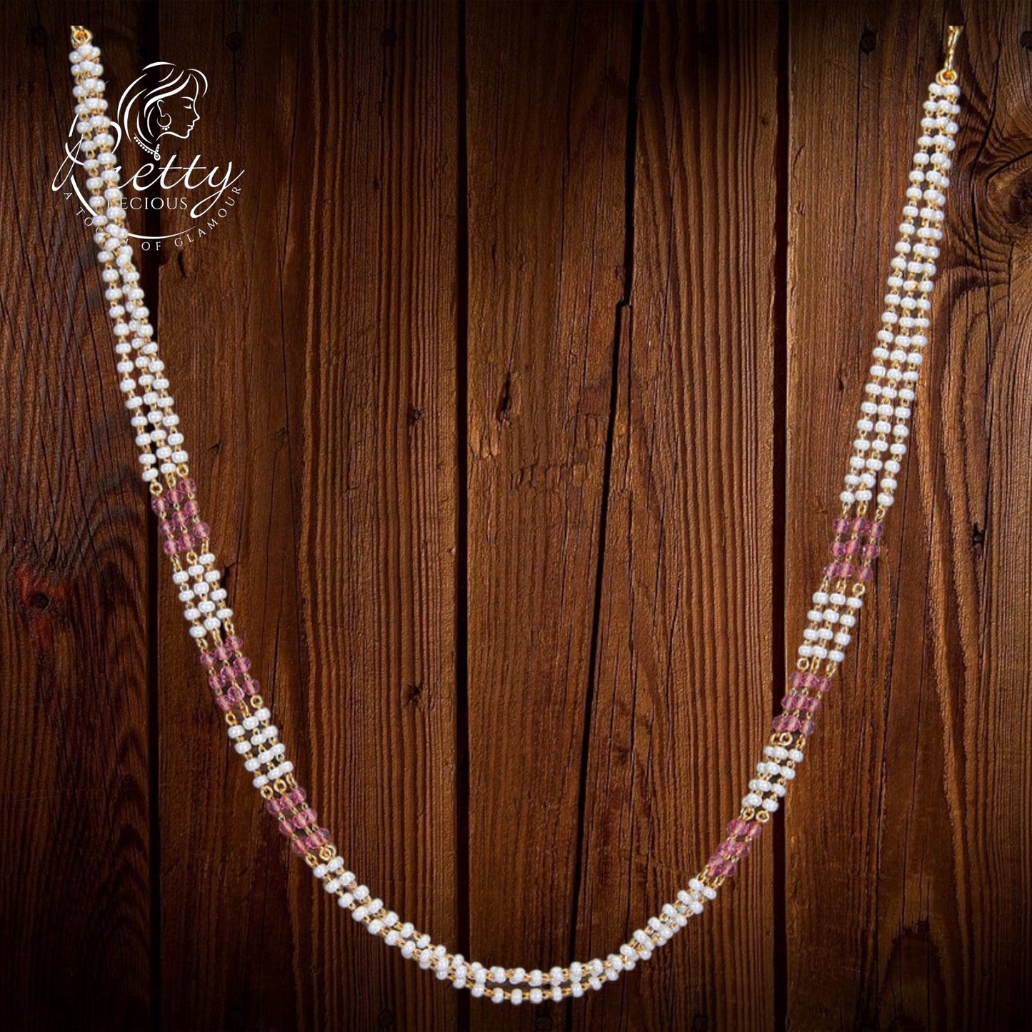 427545 Cubic Zirconia Moti Necklace With Gold Plating