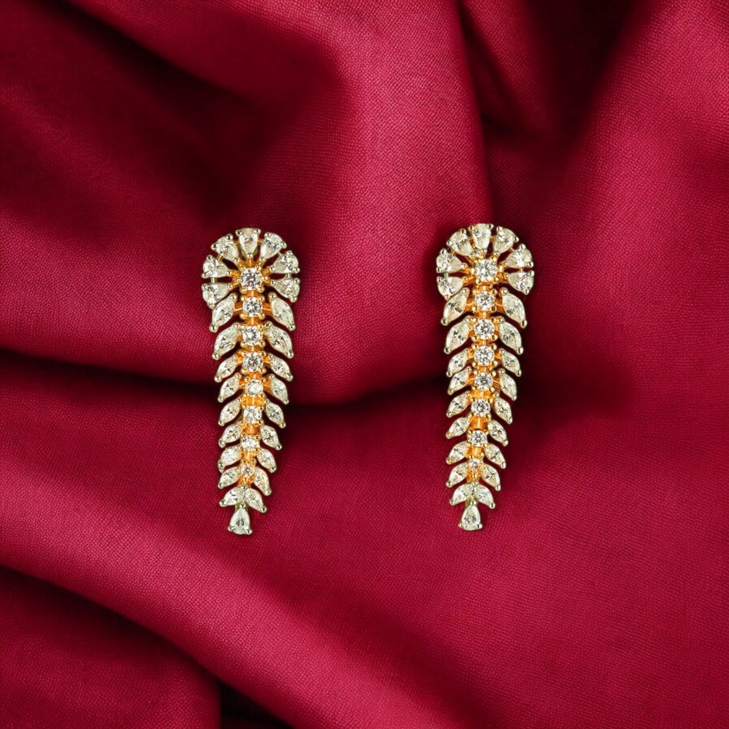 437569 CZ Earring With 2 Tone Rhodium Plating