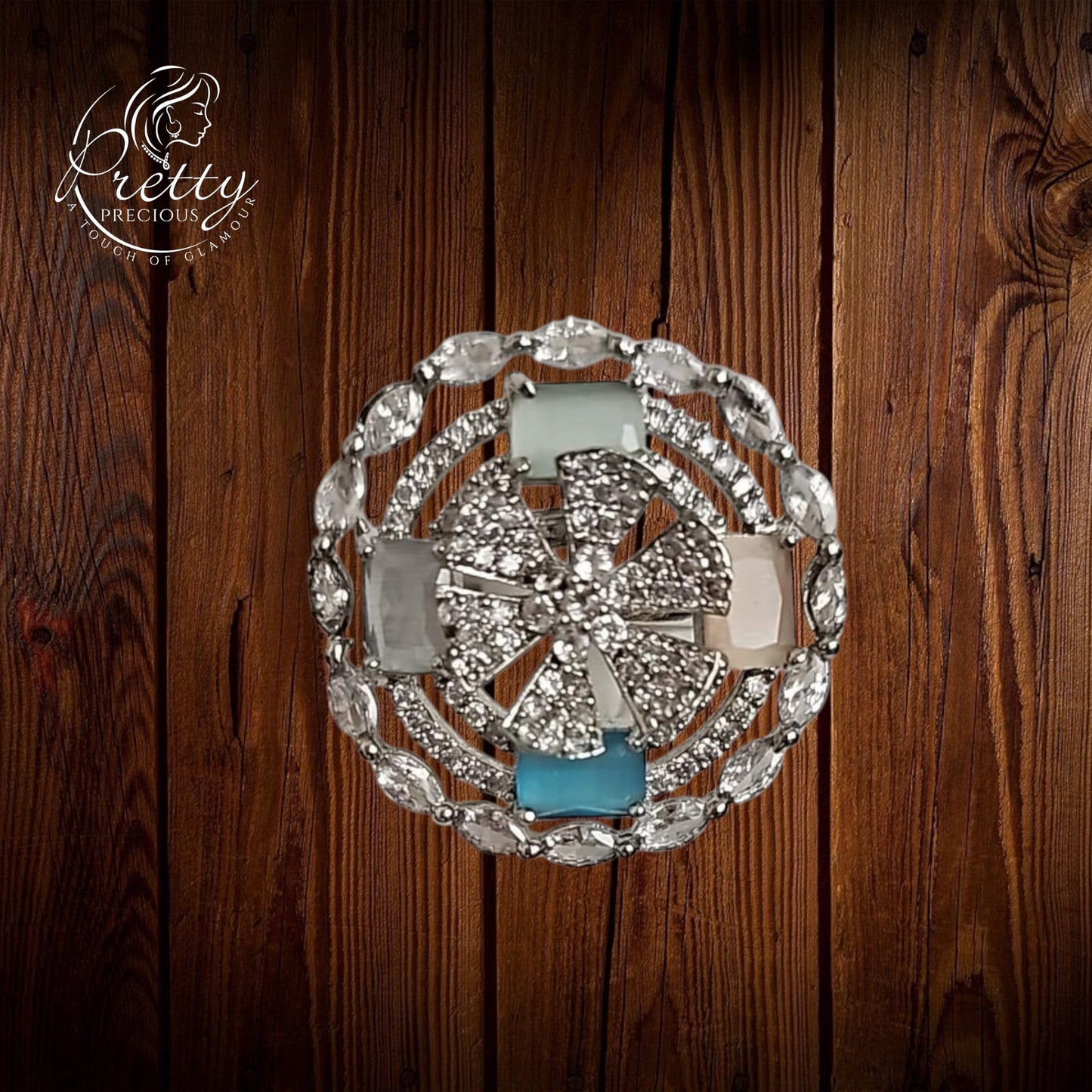 50117 Cz Adjustable Ring Multicolored