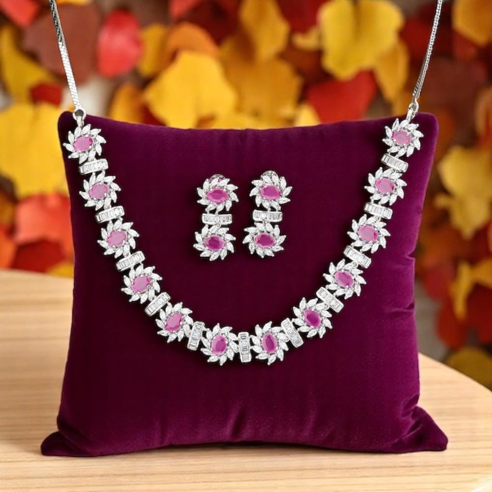 422819 Cz Delicate Necklace Ruby