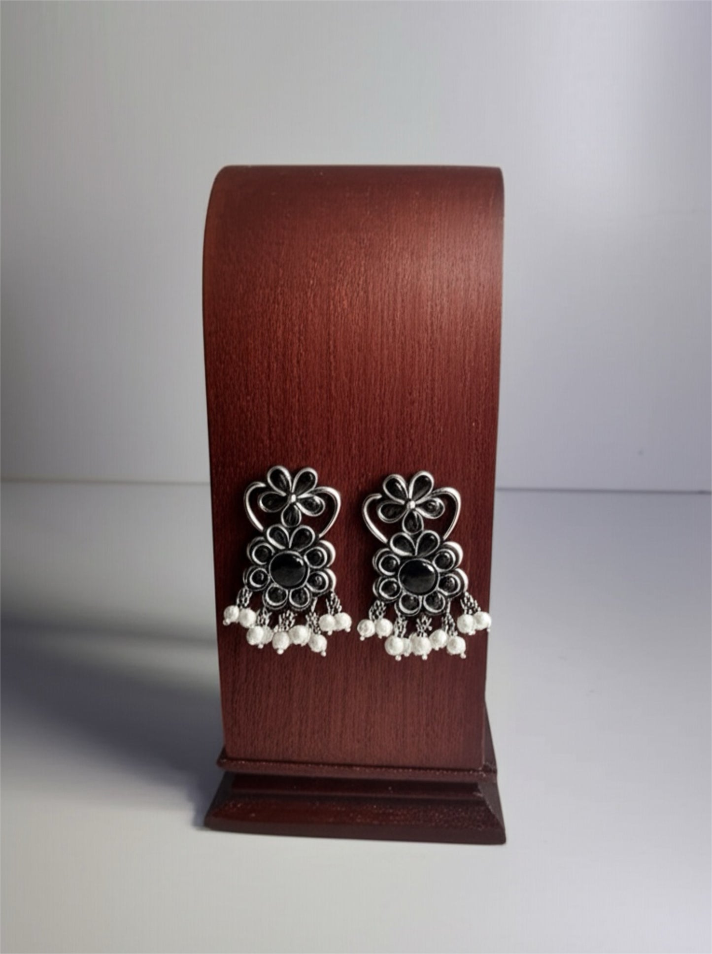 91999-ERO Pretty Precious Fashion Oxidised Silver Stylish Party Wear Earrings for Women and Girls-Black