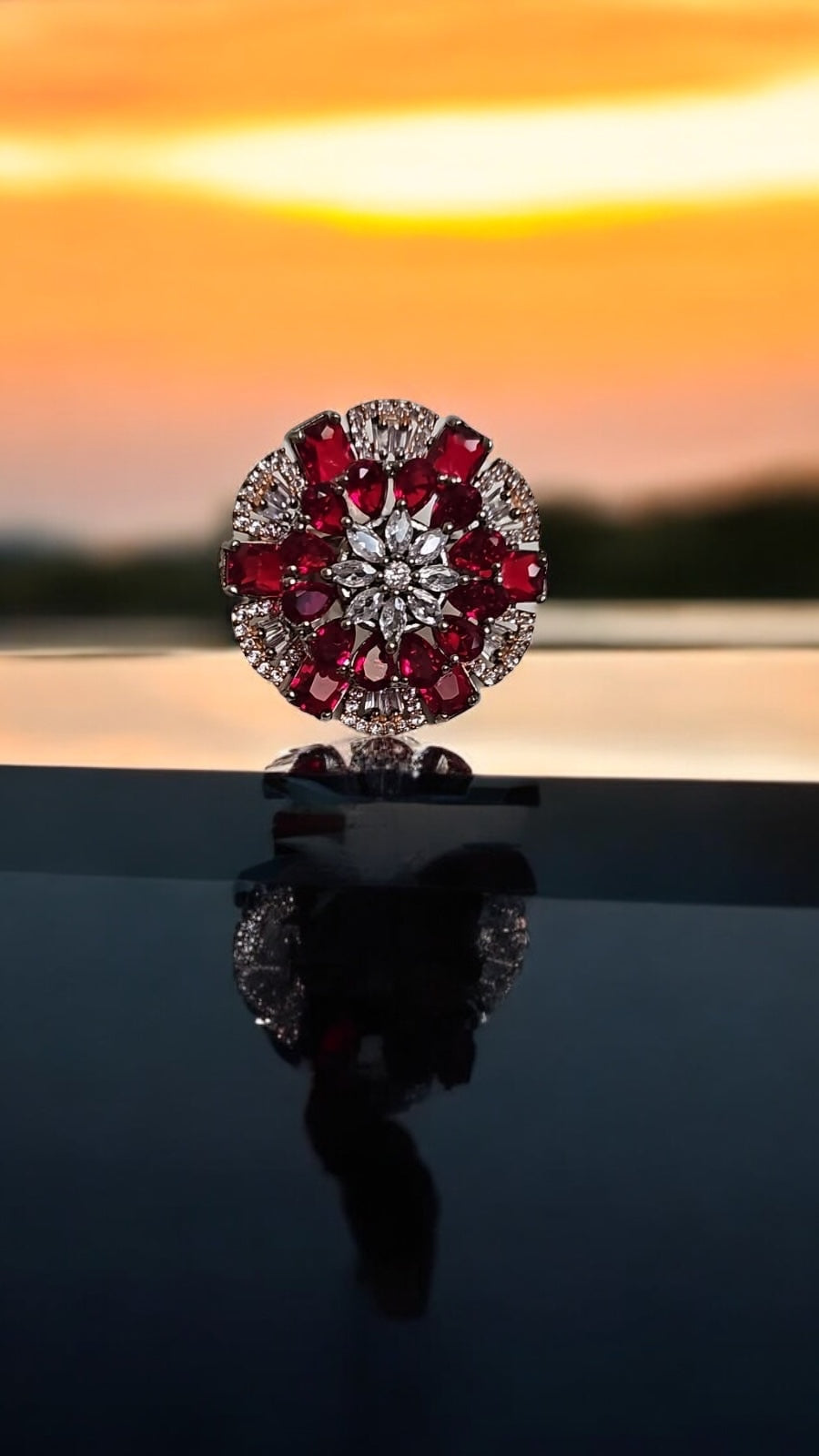 40195 Cz Adjustable Ring Ruby