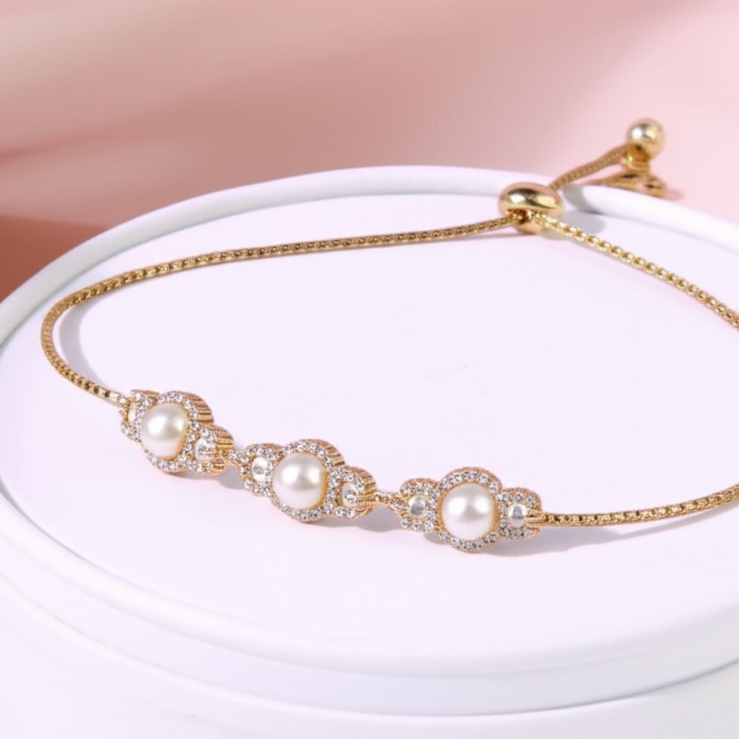 434301 Adjustable Bracelet With Gold Plating-Pearl