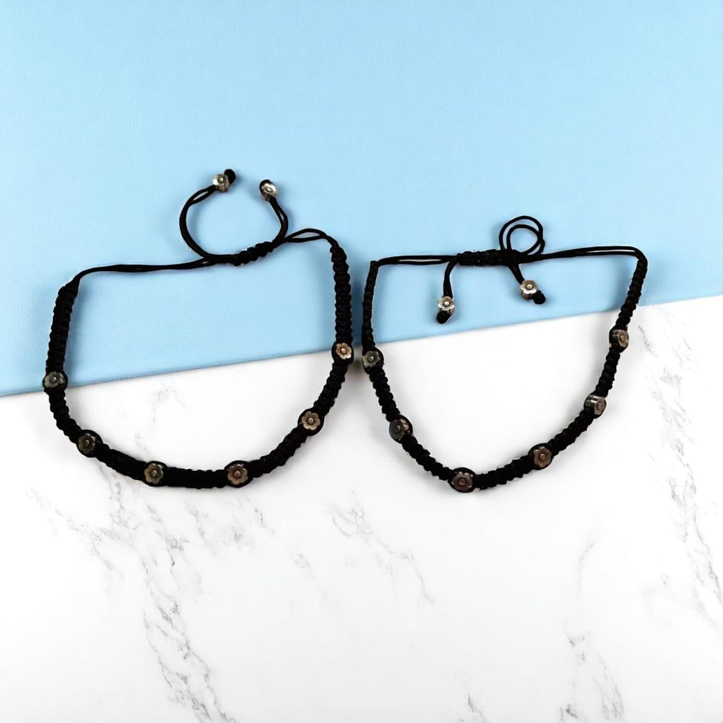 91709-ANO Classic Anklet With Oxidized Plating-Design 1