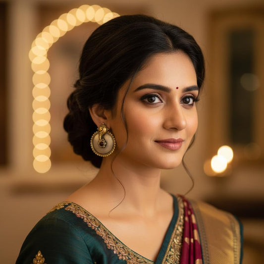 1521-Pretty Precious Oxidised Silver Stylish Party Wear Earrings for Women and Girls-Ruby