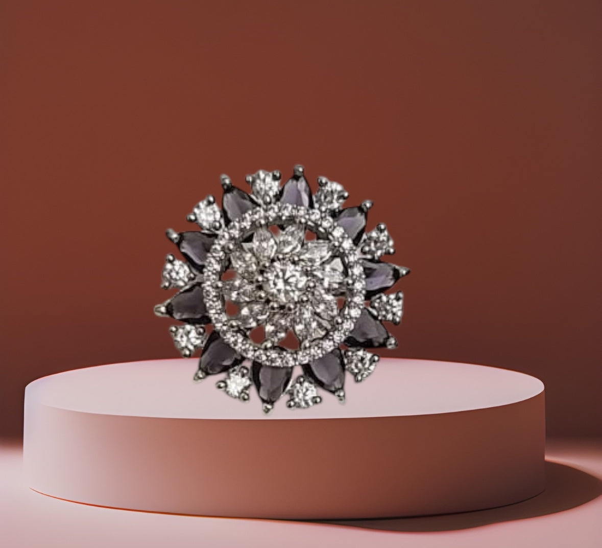 91409-RN Cz Adjustable Ring Black