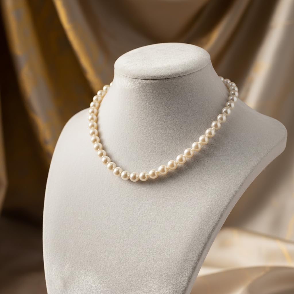 809371-Pretty Precious Classic Pearl Necklace, White, Graduated Beads, Silver Clasp, Elegant Jewelry