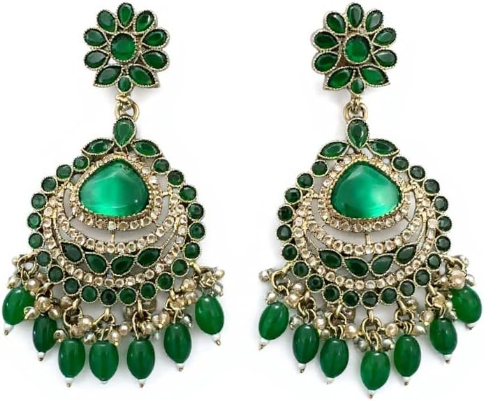 1337-Pretty Precious Traditional Kundan Earring Stylish Party Wear Earrings for Women and Girls-Mehndi Plating Green colour