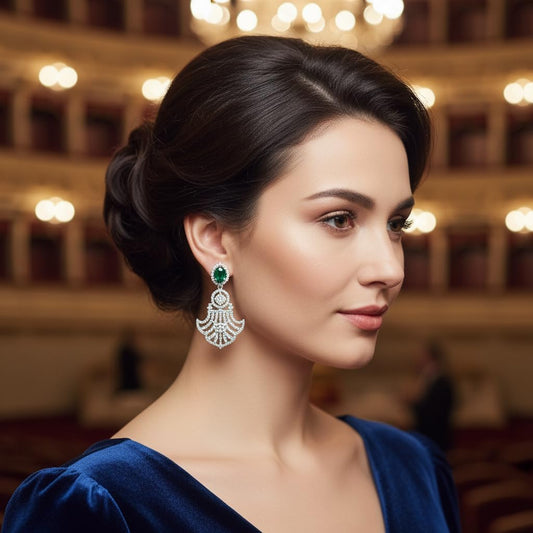 437659-Pretty Precious Rhodium Plated American Diamond Earrings for Women & Girls | AD Stud Earrings | Sparkling Cubic Zirconia Jewellery | Elegant Party & Daily Wear-Green