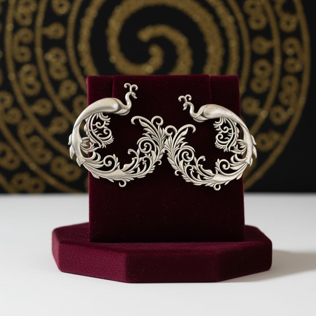 1534-Pretty Precious Oxidised Silver Stylish Party Wear Earrings for Women and Girls