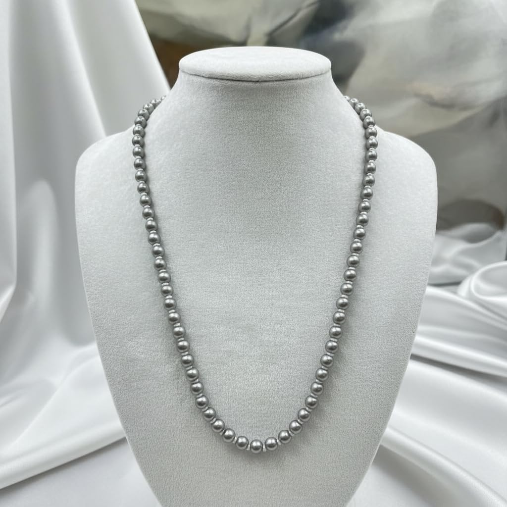 810537- Pretty Precious Grey Pearl Necklace, Beaded Strand, Classic Elegant Style, Women's Jewelry