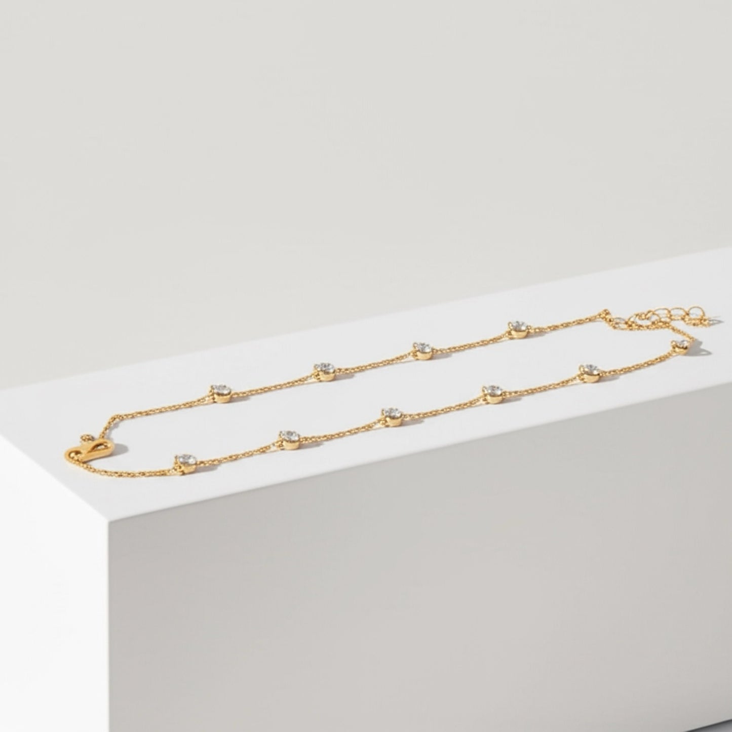 428594 Cz Delicate Chain With 2 Tone Plating