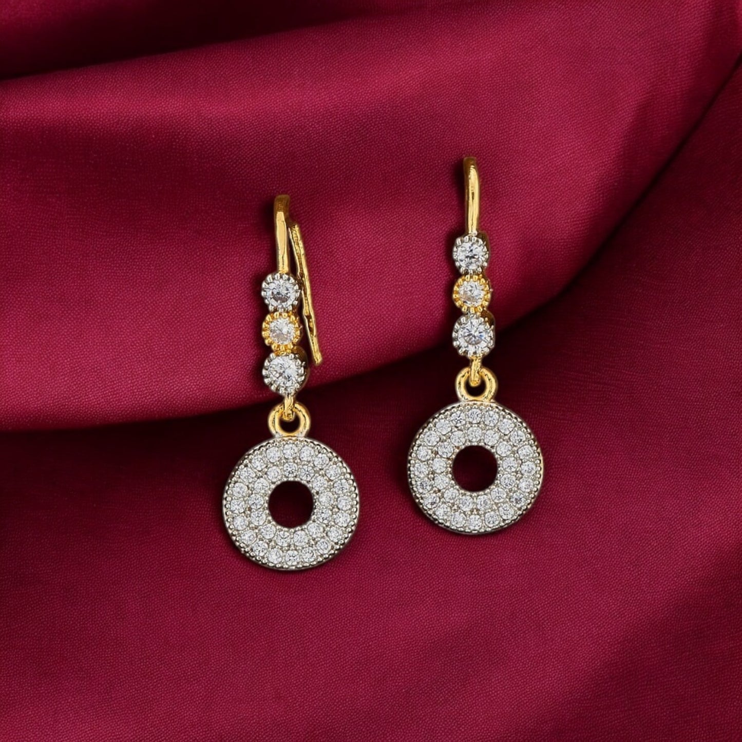 417620 CZ Earring With 2 Tone Plating