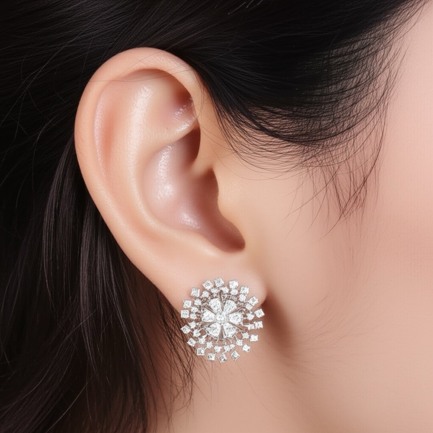 435874 CZ Tops With Rhodium 2 Tone Plating