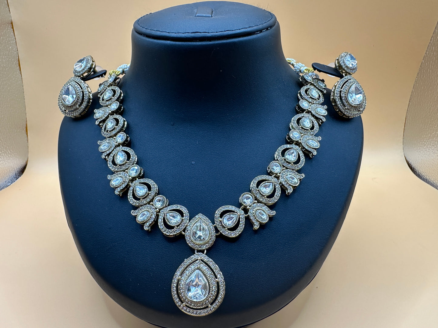 1033 Necklace Set-Indo Western - White