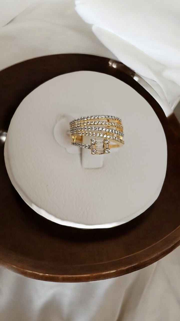 421147 Cz Adjustable Ring 2 Tone